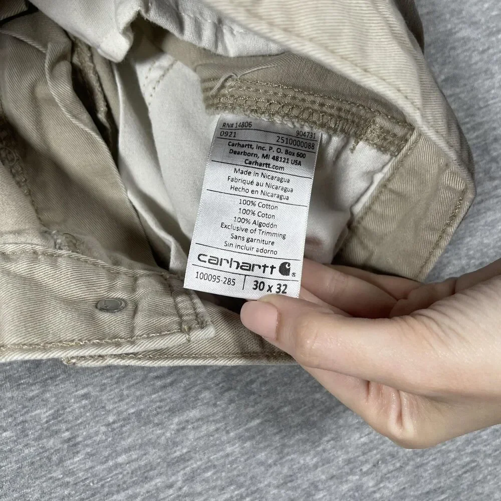 Carhartt Carpenter Pants Mens 30x32 (27x30) Beige Cotton Straight Workwear